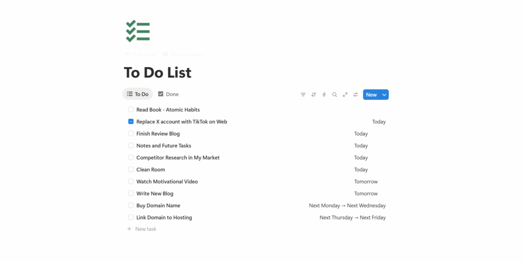 Notion Task List