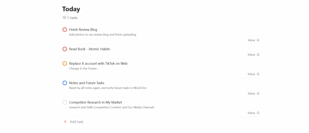 Todoist 5 Tasks