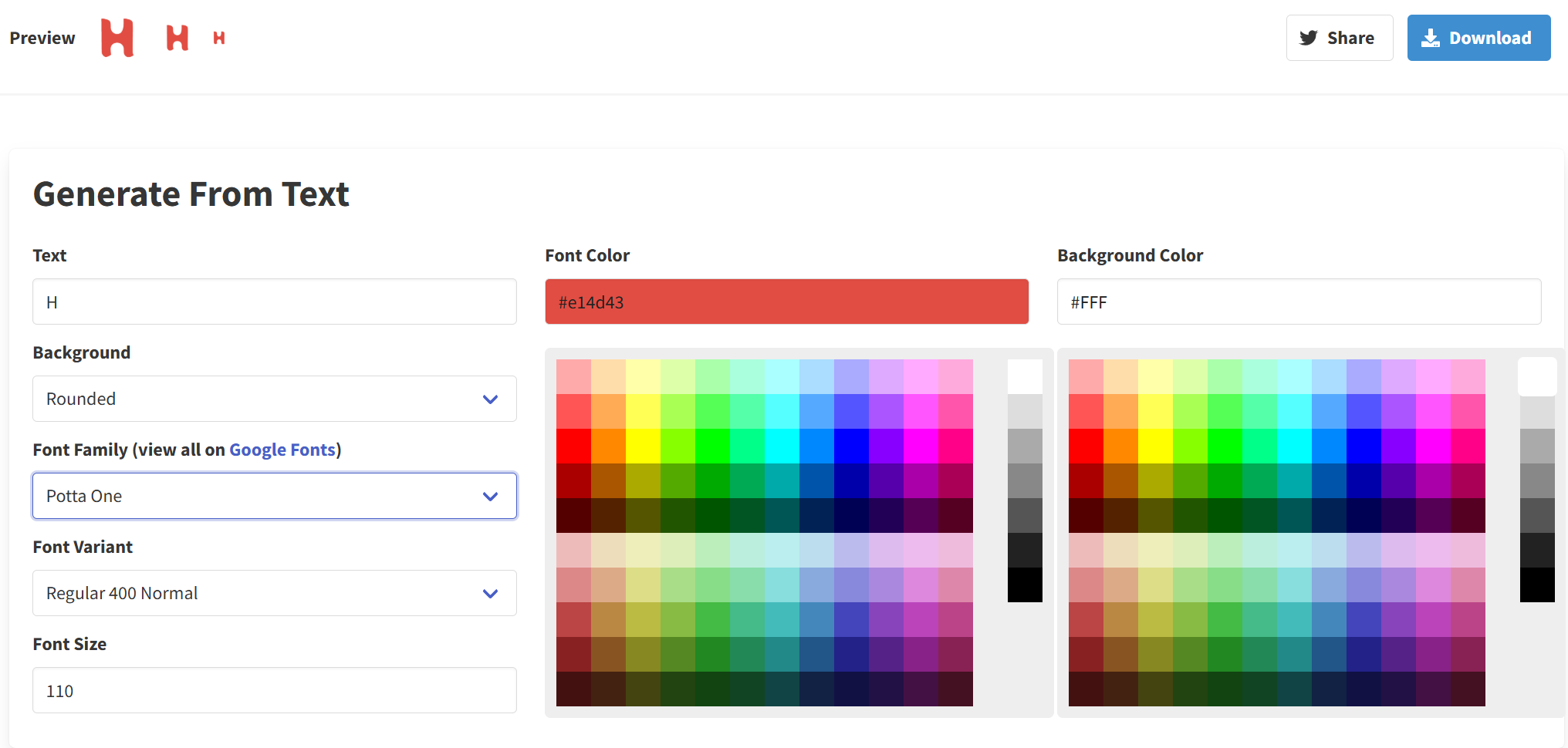 Favicon generate from text