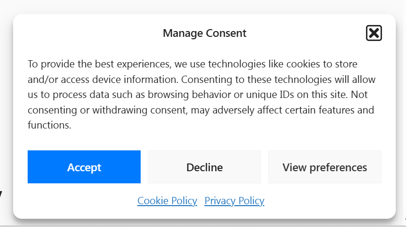 Cookie banner example