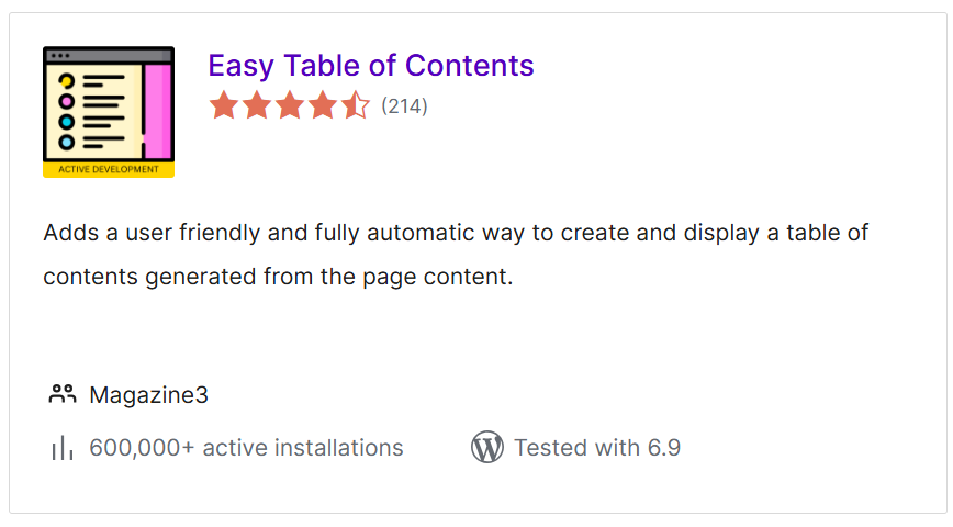 Easy Table of Contents