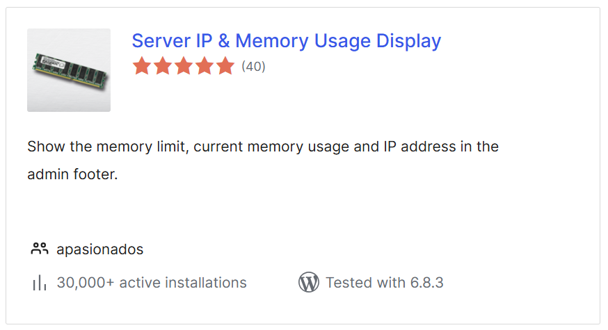 Server IP & Memory Usage Display