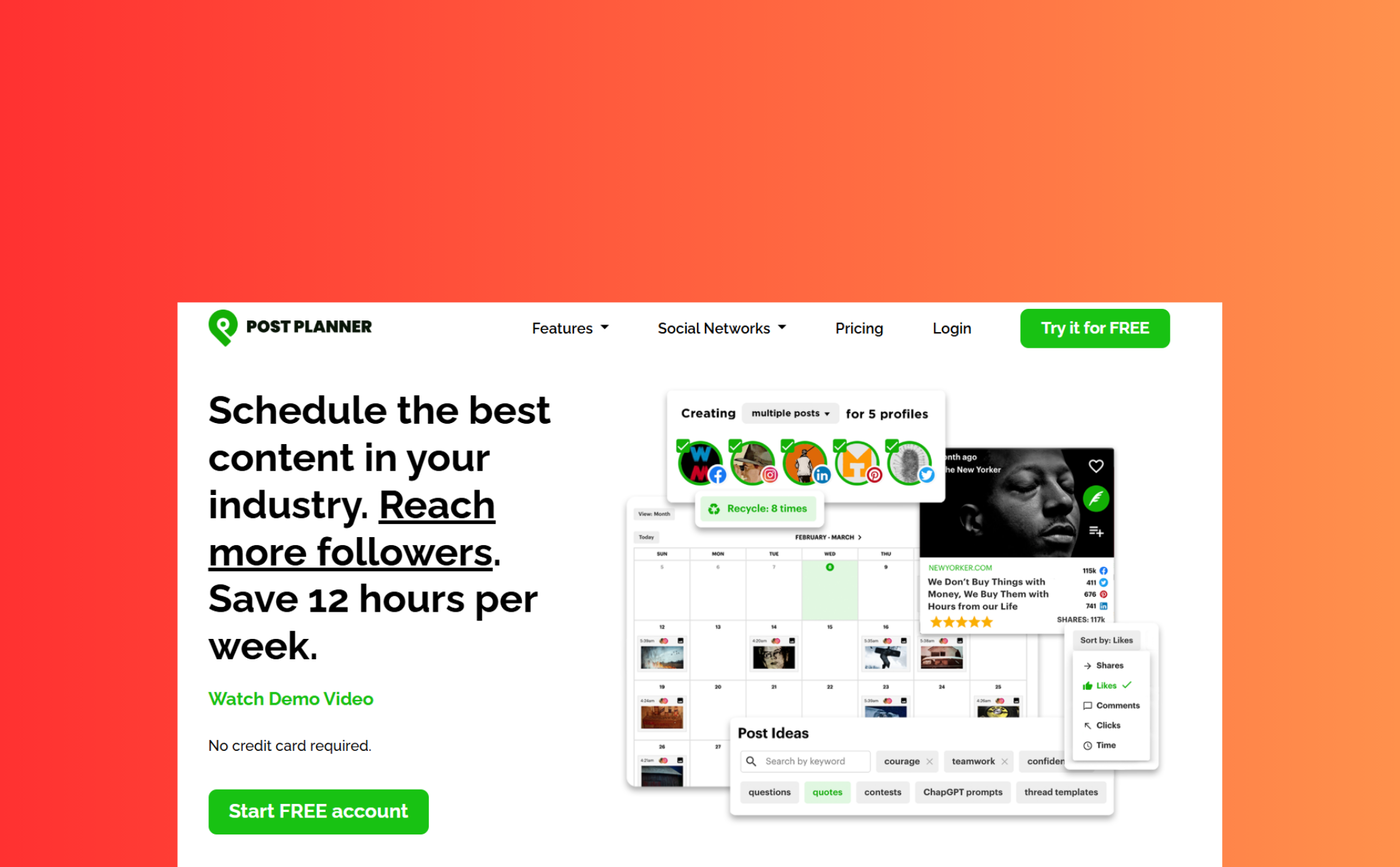 Scheduling tool Post Planner